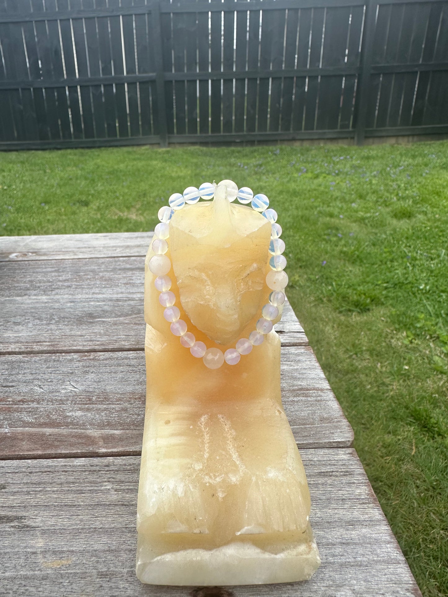 Opalite + Quartz Bracelet 🩵🤍