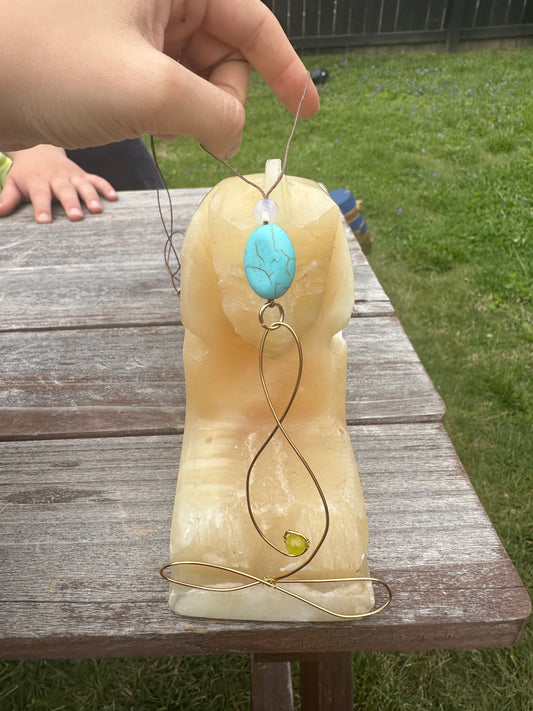 Meditating Goddess Turquoise & Yellow Aventurine Necklace 💛🧘‍♀️🩵