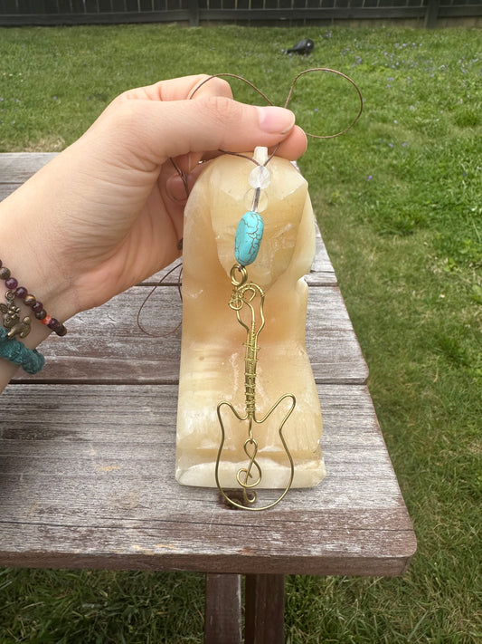 Turquoise Wire wrapped Guitar Pendant 🎸